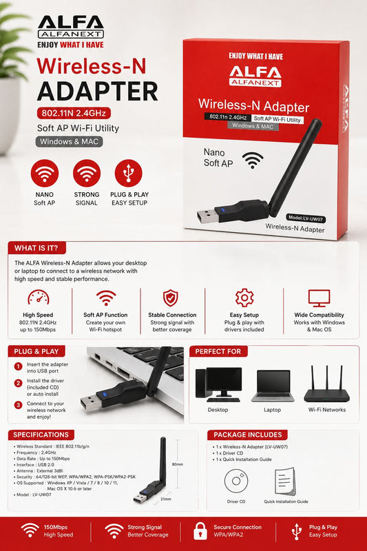 ALFA Network UW07 Wireless-N WiFi Adapter